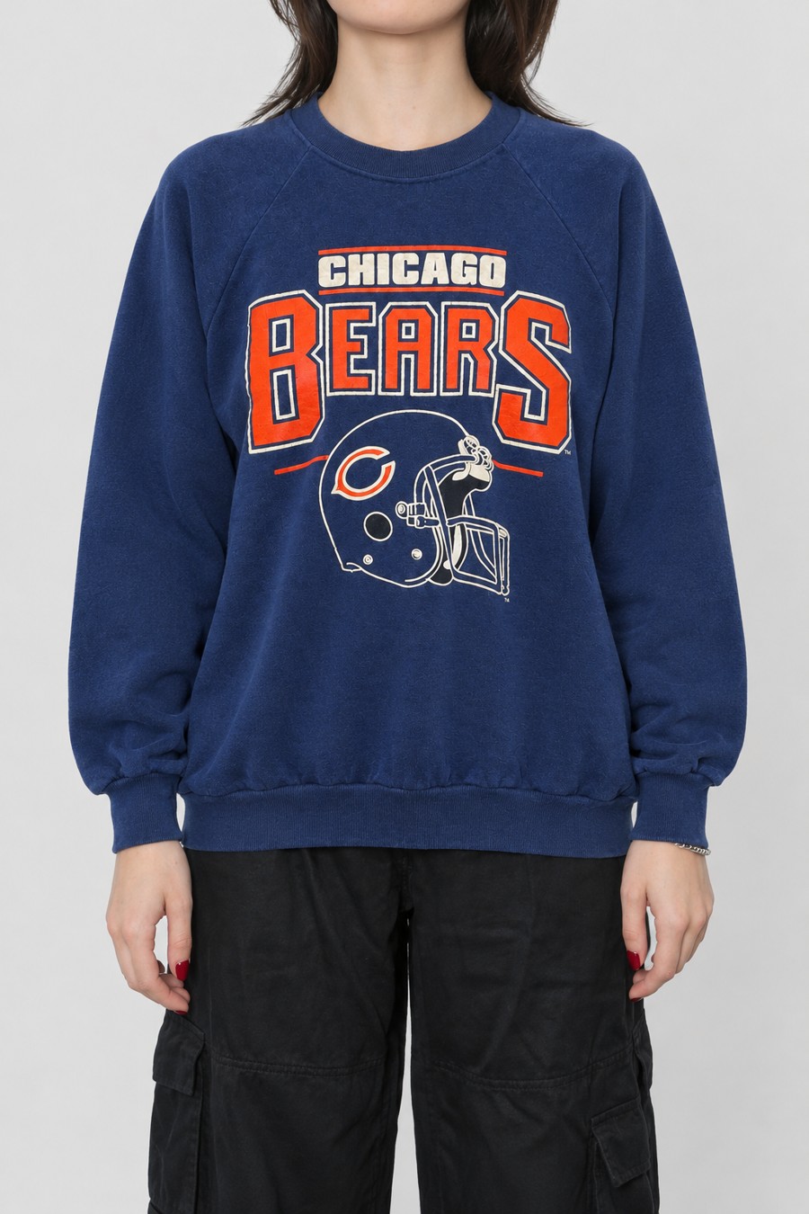 The same sweatshirt on a model